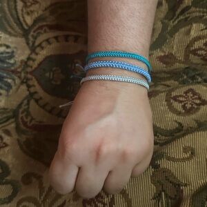 Blue and Silver Braided Bracelet Set